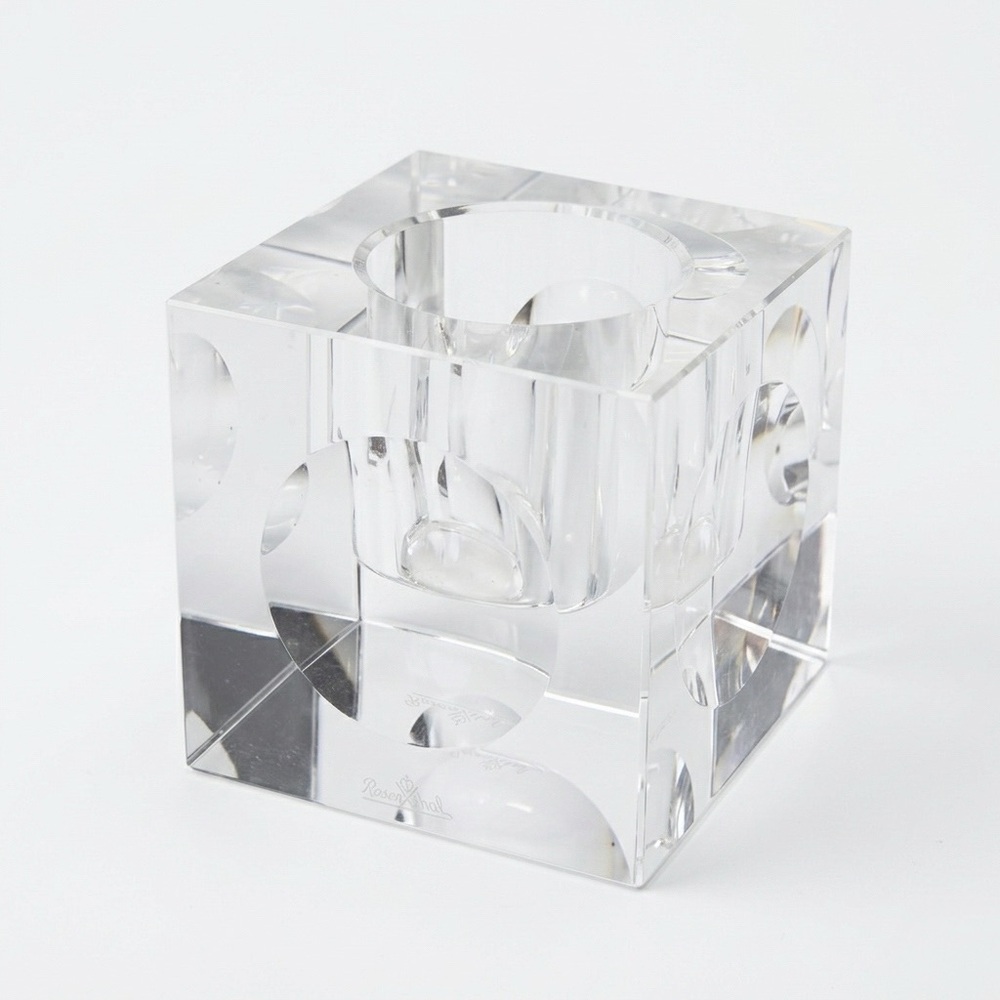 Vintage ROSENTHAL Crystal Regency Cube Candle Holder Clear Geometric Votive